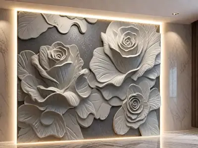 modern panel wall decor set relief stl mural CNC 174 3D model