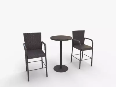 Stetta Outdoor 3 Piece Round Multi-brown Wicker Bar Set 3D model