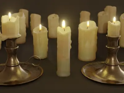 3D Candles Pack ready pbr Low-poly 3D model