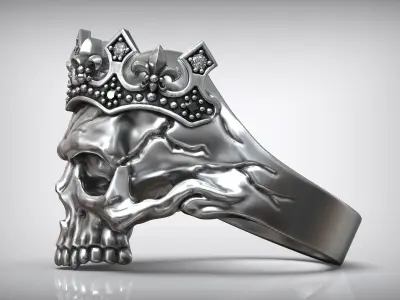 Skull Head Queen Tiara Diamond Ring 3D print model