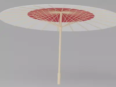 Cartoon Japanese White Umbrella 3D model