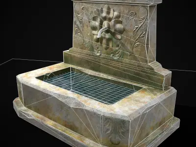 Floral Wall Fountain  Low-poly 3D model