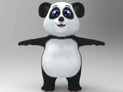 Panda Cartoon Low-poly 3D model