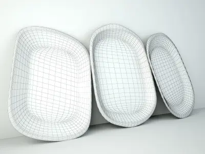 Sun Bleached Wood Trays 3D model