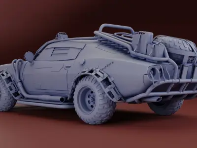 Post Apocalyptic 1970 Chevrolet Camaro Mid-Poly 3D model Low-poly 3D model