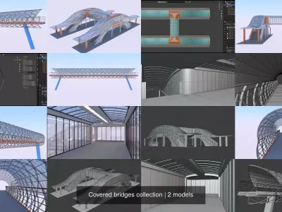 Covered bridges collection 3D Model Pack