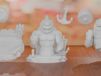 Warrior Shark - 3D Statue  Free 3D print model