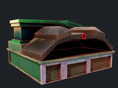 PBR low-poly game ready concept service station Low-poly 3D model