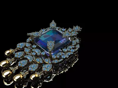 Blue Rhinestone Drop Earrings 3D print model