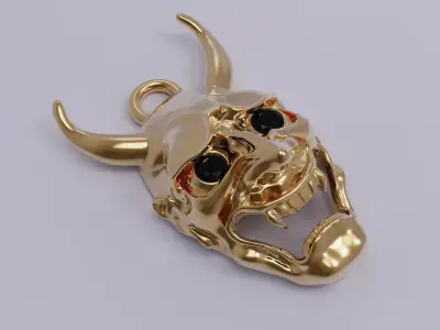 Hanya gold plated demon mask charm 3D print model