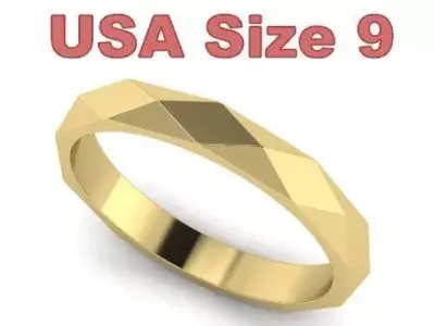 Faceted Gold Ring - USA Size 9 3D print model