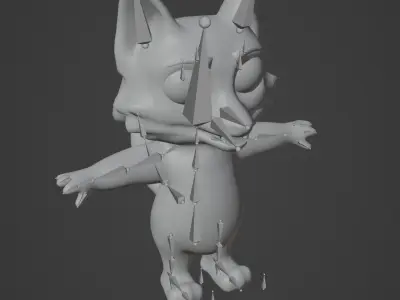 Cartoon Silver Fox Rigged 3D Model Low-poly 3D model
