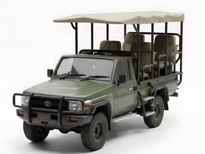Open-Air Safari Game Viewer Truck 3D Model Low-poly 3D model