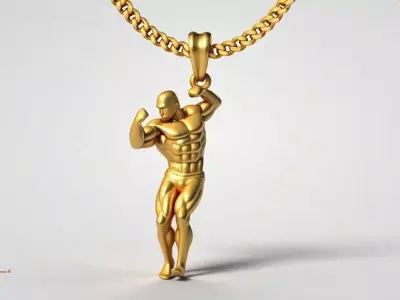 Body builder pendant charms - one inch pendant 3D print model 3D print model