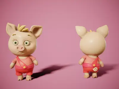 Cute pig Low-poly 3D model