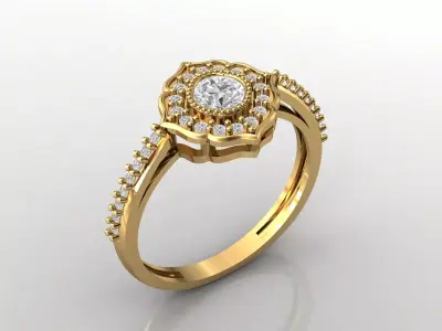 STL 3DM Print Ready Women Diamond Ring Lightweight Printable  3D print model 167