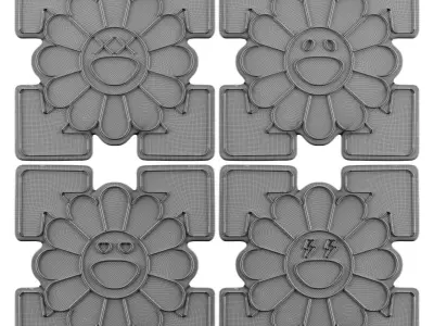 KAWS Sunflower by Takashi Murakami Neon Signs 3D model