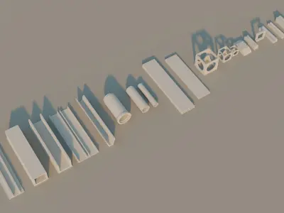 Precast Concrete Elements Collection - 20 Items Low-poly 3D model