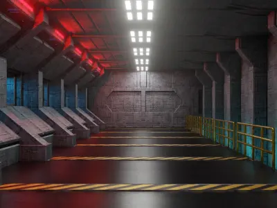 Sci-Fi Spaceship Corridor - Low Poly - Game Ready -PBR Low-poly 3D model