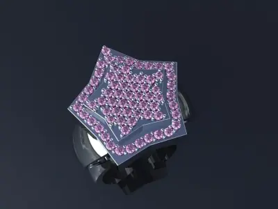 Star Ring Size 11 Round Diamonds Gold Silver Platinum Jewelry 3D print model