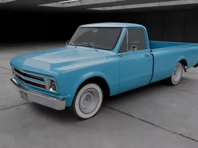 Generic Classic American Long Bed Pickup Truck Low-poly 3D model