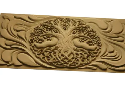 modern tree panel wall decor set wall relief mural CNC 149 3D model