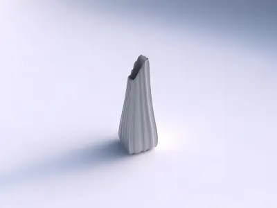 Vase top bent rectangle with smooth vertical ribbons  3D print model