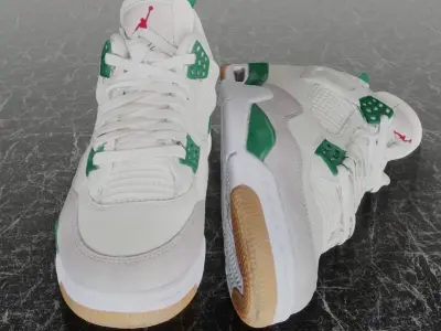 NIKE JORDAN 4 RETRO SB 3D SHOES - GREEN Low-poly 3D model