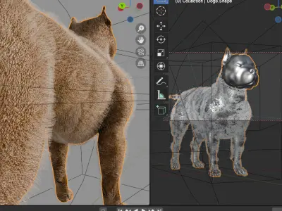 unreal engine 5 game ready pitbull animated and rigged Low-poly 3D model