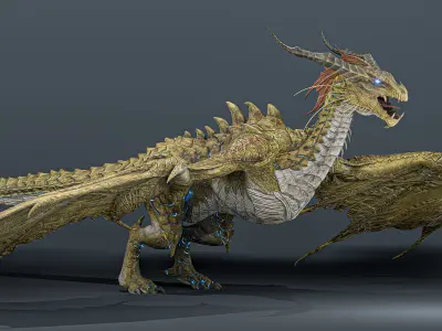 Nordic Legendary Dragon -rigged Low-poly 3D model
