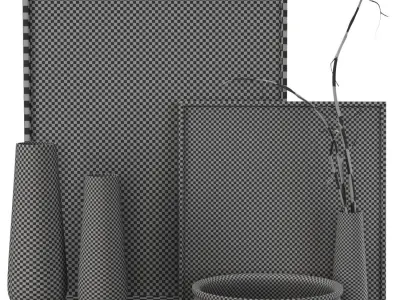 Rh Grand Hammered Metal Floor Vases with Frames Low-poly 3D model