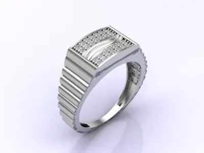 Print Ready STL 3DM  Gents Rings Diamond Men Ring  3D print model 8