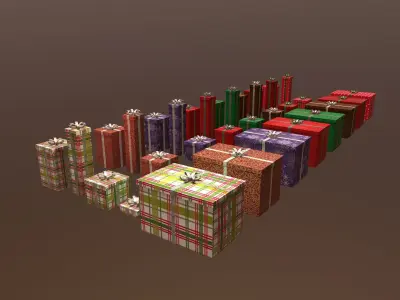 Christmas Gift Box Pack1 Low-poly 3D model