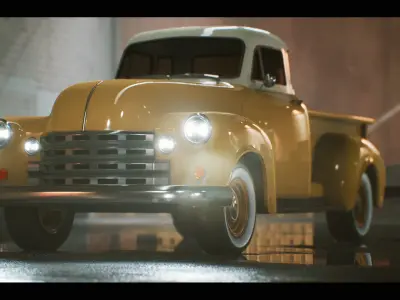 Classic Pickup Truck Driveable Functional Low-poly 3D model