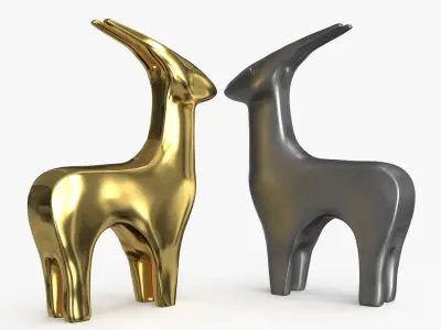 Antelope Figurines Statuette Low-poly 3D model