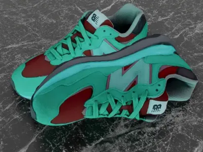 NEW BALANCE 3D SHOES - GREEN - BROWN Low-poly 3D model