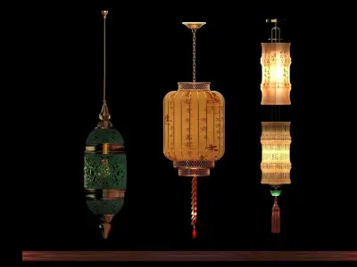 Chinese  red lantern  3D model 6