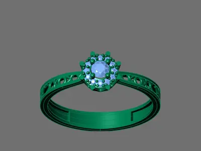 Womens Rings With Stone Ring Ready STL 3DM Models Rings women 3D print model 5