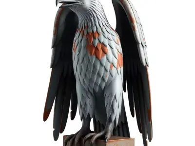 Stylized Weathered Eagle Statue Sculpture Low-poly 3D model