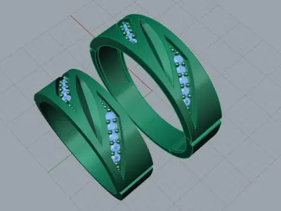 Wedding Ring Set 3D print model