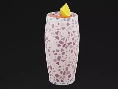 Red Lemon Cocktail Low-poly 3D model