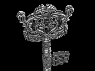 Pendant  jewelry Vintage key vol1 and relief 3D print model