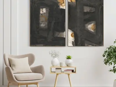 Plaster Two Photo Frame 67 Low-poly 3D model