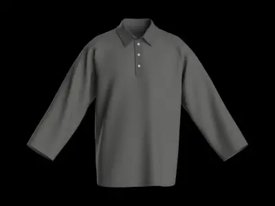 Male oversized raglan polo longsleeve 3D model