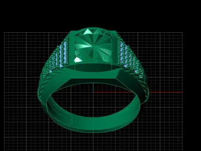 Print Ready STL 3DM  Gents Rings Diamond Men Ring  3D print model 38