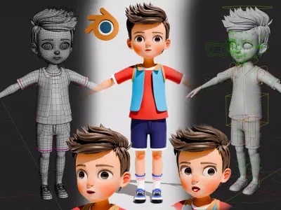 Ben Kid Character Low-poly 3D model