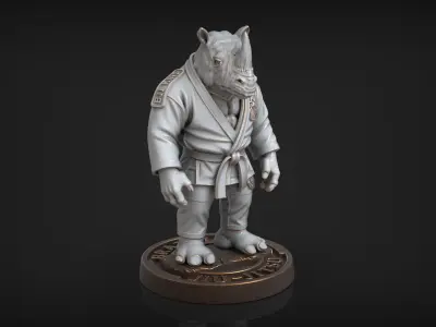 Rhino Jiu-Jitsu Fighter BJJ Tabletop Miniature for 3D Printing 3D print model