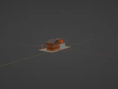 Wooden House Low-poly 3D model