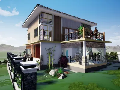 villa 2 floors 3D model