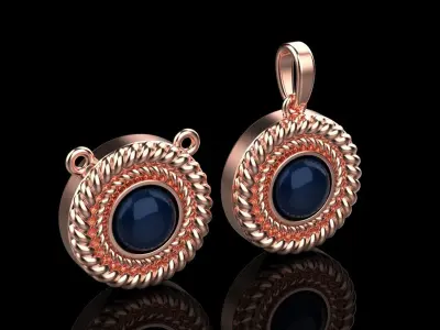 Round cabochon pendant model 342 3D print model